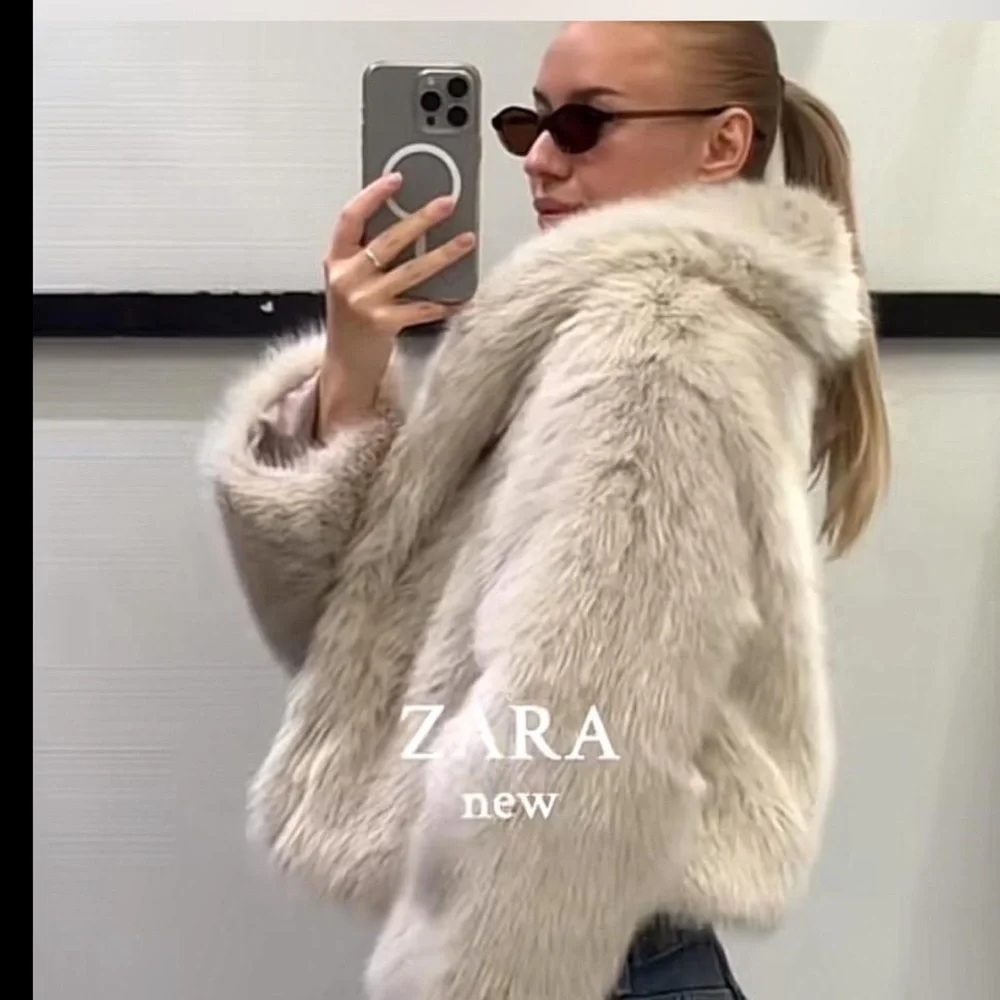 ZARA Cream Faux Fur Teddy Jacket - Picture 2 of 7